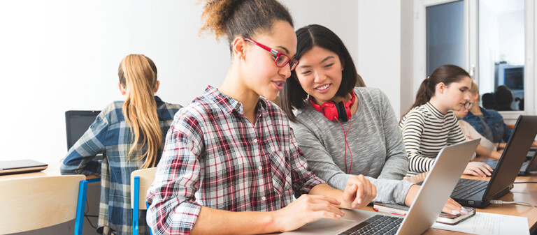 Students using computers
